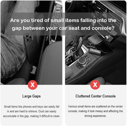 Car Seat Gap Filler, Carseat Side Gap Organizer with Phone Holder & Storage Slot, Auto Interior Accessories, Universal Car Catcher Plug Strip Fit Car SUV Truck, Fill in Between Seat and Console, Black