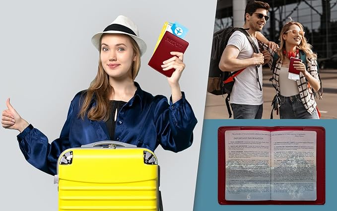 Red Genuine Leather RFID Passport Cover