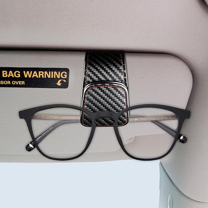 Magnetic Sunglasses Holder for Car Sun Visor, Leather Eyeglasses Clip, Secure Glasses Hanger with Ticket Card Slot