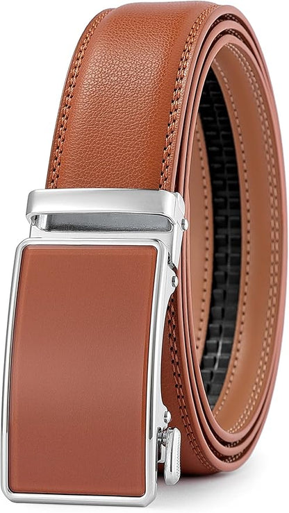Lingli Men's Belt,Ratchet Dress Belt with Automatic Buckle Brown/Black-Trim to Fit-35mm wide