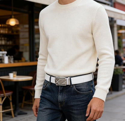 Lingli Men's Belt,Ratchet Dress Belt with Automatic Buckle Brown/Black-Trim to Fit-35mm wide