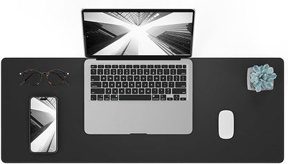 Non-Slip Desk Pad, Waterproof PU Leather Protector, Easy Clean Laptop Mat for Work/Home/Decor (Black 31.5" x 12")