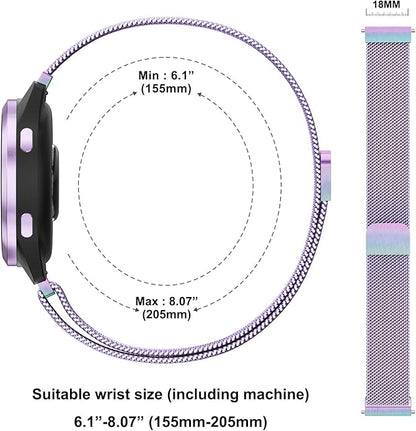 18mm Metal Bands for Garmin Venu 3S / Venu 4 41mm / Venu 2S / Vivoactive 4S / Vivomove 3S / Forerunner 265s Watch Bands, Quick Release Stainless Steel Metal Replacement Wristband Strap for Garmin Forerunner 255s/265s Bands Women Men