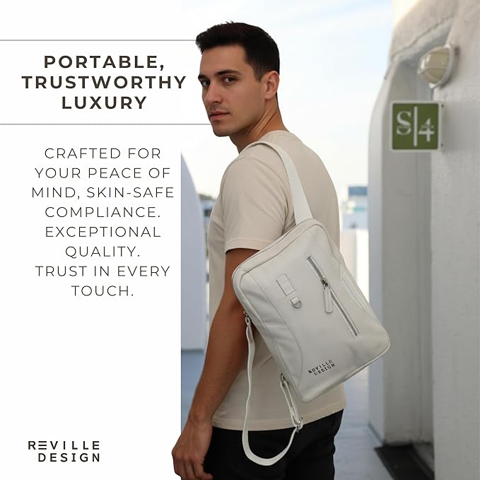 Full Grain Leather Backpack – Water-Resistant, Padded Laptop Compartment, Adjustable Straps, 16L Capacity, Slim Design, Leather Backpack for Men and Women - Cloud White