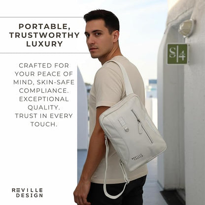 Full Grain Leather Backpack – Water-Resistant, Padded Laptop Compartment, Adjustable Straps, 16L Capacity, Slim Design, Leather Backpack for Men and Women - Cloud White