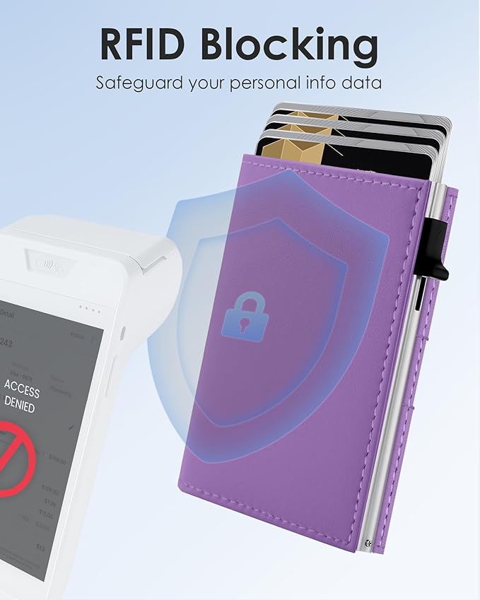 QLD RFID Wallet Women - Small Slim Trifold Wallet Anti-Theft Pop up Card Holder, Minimalist, Ultra Thin, Front Pocket, Premium Leather, 9-11 Cards Capacity | ID Window | Cash Slot
