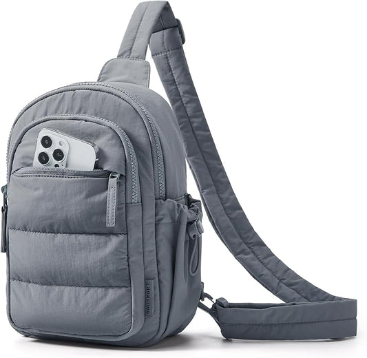 BAGSMART Small Sling Bag for Women, Puffer Crossbody Bag Purses Hobo Handbag Fanny Packs for Travel Hiking