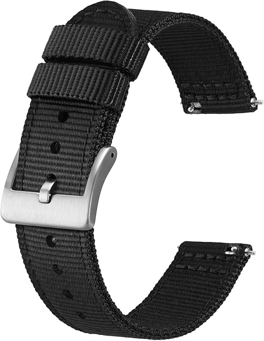 BISONSTRAP Men’s Nylon Watch Bands, Two-Piece Military Watch Straps, Quick Release, Brushed Buckle, Band Width 18mm 19mm 20mm 22mm