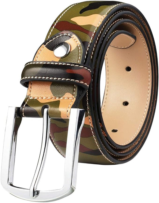 Falari Men Genuine Leather Casual Dress Belt With Single Prong Buckle, Classic Style Belt