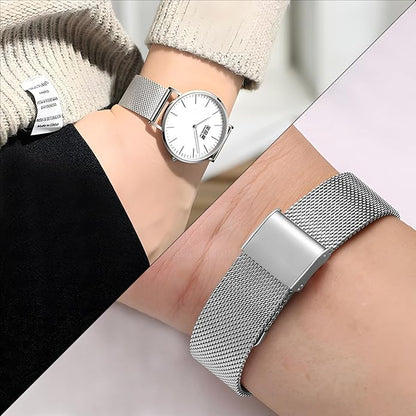 TStrap Mesh Watch Band Metal - Black Quick Release Watch Bands for Men Women - Stainless Steel Smart Watches Strap Bracelet Replacement - 10mm 12mm 14mm 16mm 18mm 20mm 22mm