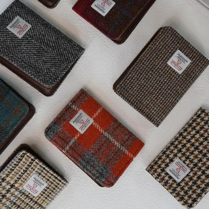 Harris Tweed Leather Passport Holder for Travel, Slim & Lightweight Passport Cover with Vaccine Card Slot, RFID Blocking, Ideal for Women and Men (No.873)