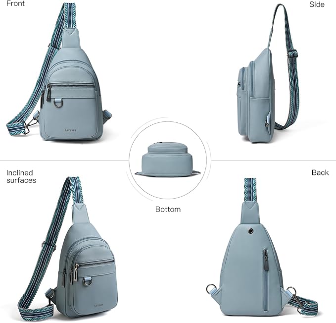 Leresas 7L Sling Bag for Women Men Vegan Leather Crossbody Bags Fanny Pack Purse Backpack Over Shoulder Bag Travel Anti Theft