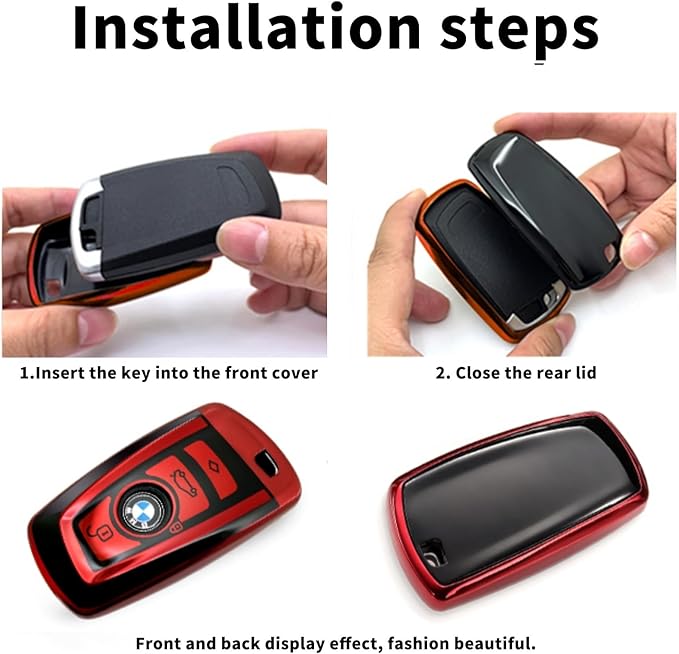 Creativity Suitable For BMW key fob cover. Advanced soft TPU key box is compatible with X1 X3 X4 X5 X6 1 2 4 5 6 7 M3 M5 M6 GT3 GT5 G30 F10 F15 F16 F20 key (Type A Red single Key Case)