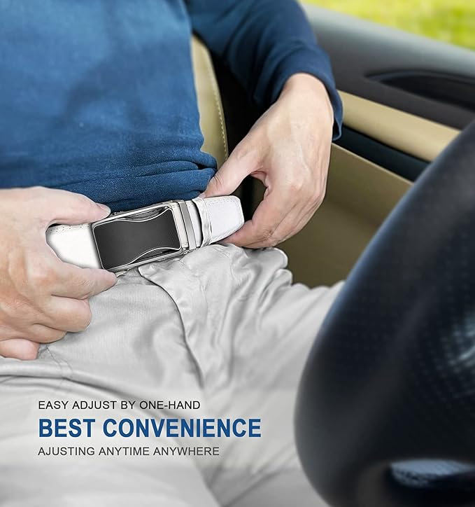 BULLIANT Mens Ratchet Belt,Leather Adjustable Slide Belt For Gift Mens Dress Casual 1 3/8",Size Adjustable