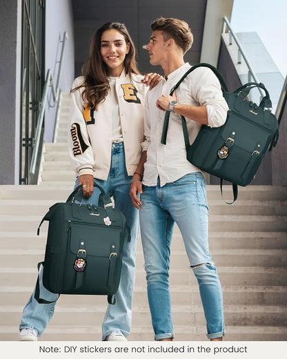 LOVEVOOK Laptop Backpack for Women Work Travel Backpack Purse, Nurse Bags Teacher Doctor Commuter Business Computer Bag, College Backpack Stylish Daypack, 17 Inch, Dark green-dark green