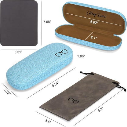 RayLove 3-Pack Hard Shell Eyeglasses Case Large Reading Glasses Hard Case