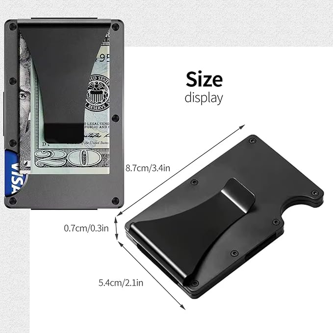 Leatherboss Wallet for Men RFID Blocking Minimalist Metal Card Holder with Money Clip Holds Credit Cards and Cash (Grey)