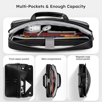 14 inch Laptop Leather Sleeve Bag for 2026-2021 14-inch MacBook Pro M5 A3427 A3434 M4 A3112 M3 A3401, 14" HP Dell Lenovo ASUS Acer Chromebook, Padded Travel Shoulder Accessory Case