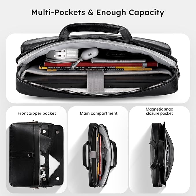 15 16 inch Leather Laptop Bag for 2026-2023 MacBook Air 15-inch M5 A3448 M4 A3241 M3 A3114 M2 A2941, MacBook Pro 16 M4 Pro/Max, Travel Shoulder Computer Carrying Sleeve Case