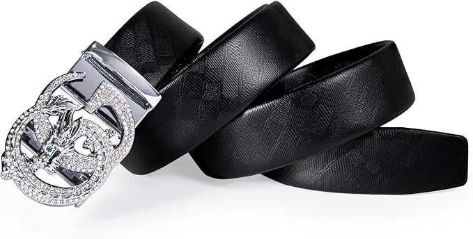Dubulle Designer Mens Belts, Sliding Automatic Buckle Ratchet Dress Belt TOP Genuine Leather Strap Gifts