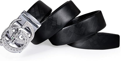 Barry.Wang Mens Belts Leather Ratchet Automatic Buckle Slide Click 1 3/8" Designer Dress Fashion Classic Casual Work Business
