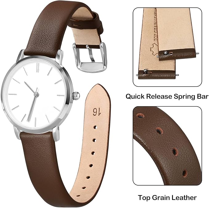 ANNEFIT Watch Bands for Men Women, Top Grain Leather Watch Strap with Quick Release, Band Width 12mm 13mm 14mm 16mm 18mm 20mm 22mm