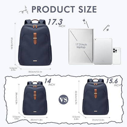 Laptop Backpack for Women,Casual Work Business Backpacks Purse Carry on Travel Backpack,17.3 Inch,Navy Blue