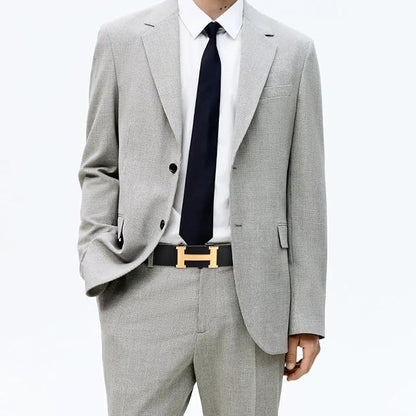 Aurolran Men&Womens Leather Dress Belt Business Automatic Buckle Belt Color-Black Silver Gold