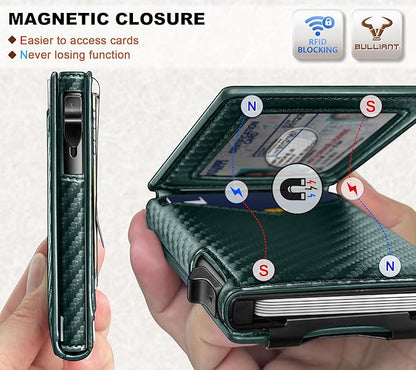 BULLIANT Men Wallet,Magnetic Metal Wallet Money Clip 9Cards Pop-up Access RFID Blocking