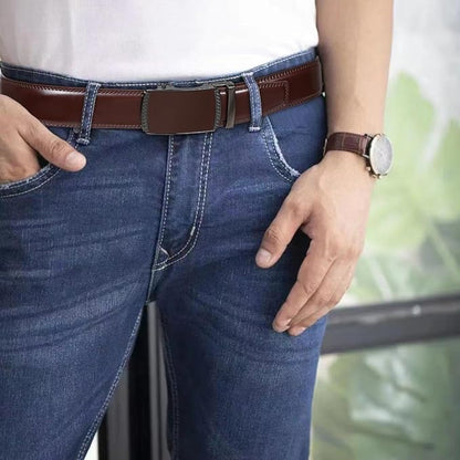 Founders & C Ratchet Belts for Men-Black/Brown Belt Leather 1 3/8" for Casual Dress-Micro Adjustable Belt