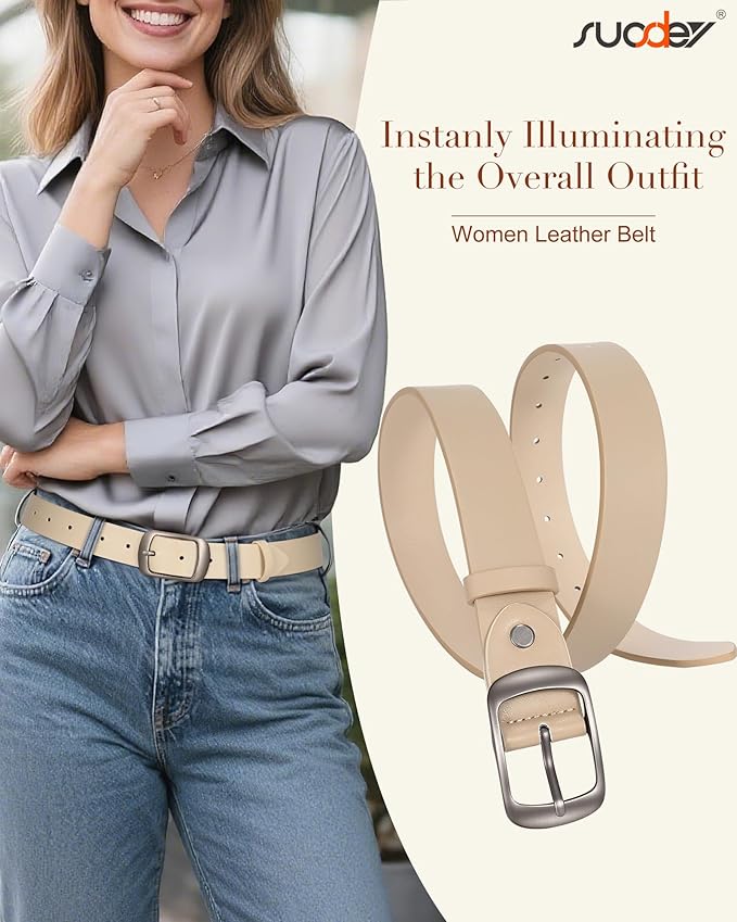 SUOSDEY Women Belts For Jeans Dresses Pants Ladies Leather Waist Belt with Elegant Buckle, Width 1.3"
