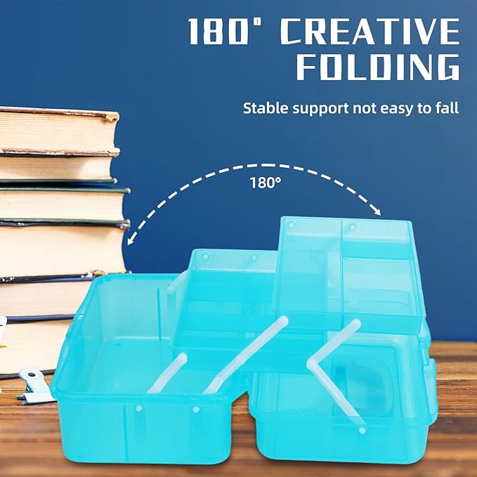Saim Storage Bins,Three-Layer Multipurpose Art & Craft Storage Container,Carry Tackle Organizer,Medicine Cosmetic Art Supply Box for Art Supply Makeup Hair Accessories Painting Tools - Blue
