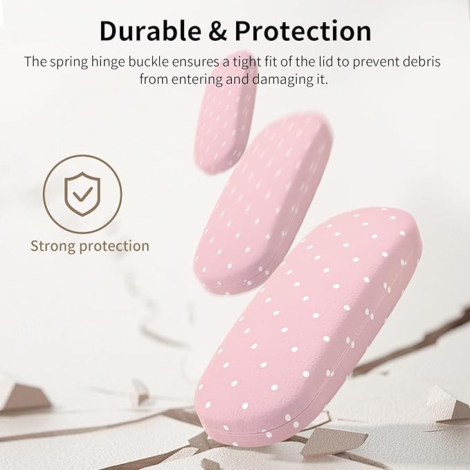 Glasses Case Hard, Cute Sunglasses Case for Women Leather Protective Case for Eyeglass with Cleaning Cloth