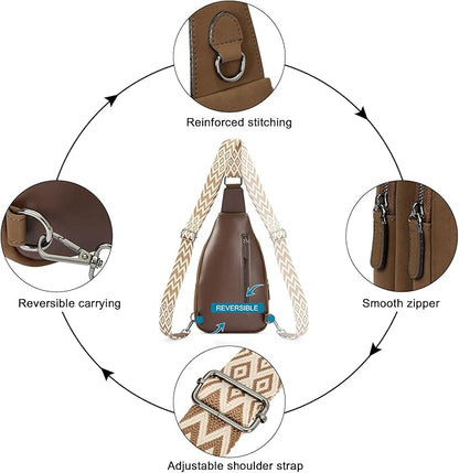 CLUCI Crossbody Bags for Women Men,Leather Sling Bag Cross Body Backpack for Woman Gifts for Women Birthday Unique