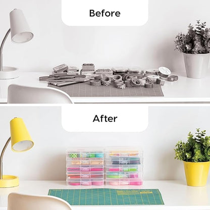 IRIS USA 5" x 7" |Made in USA| 10-Pack Photo Storage Box Organizer Containers for Pictures, Tasks, Stickers, Ephemera, & Flashcards - Clear