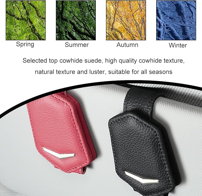 KVAEY Sunglasses Holders for Car Sun Visor, Magnetic Auto Visor Eyeglasses Holder Ticket Card Clip, Multifunctional Leather Sun Visor Glasses Hanger Mount Clip, Car Accessories (Gray)