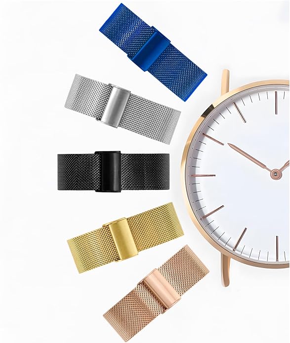 TStrap Mesh Watch Band Metal - Black Quick Release Watch Bands for Men Women - Stainless Steel Smart Watches Strap Bracelet Replacement - 10mm 12mm 14mm 16mm 18mm 20mm 22mm