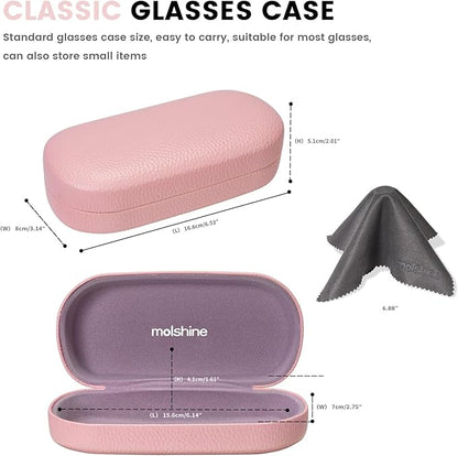 molshine Hard Shell Leather Sunglasses Case,Classic Large Glasses Case for Women Men,Sunglass Eyeglasses