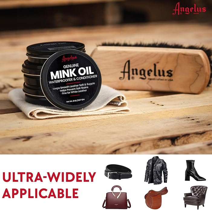 Angelus Mink Oil for Leather Boots 7.6oz | All-Natural Leather Conditioner, Cleaner, Waterproof, Soften, & Restore - Made in USA