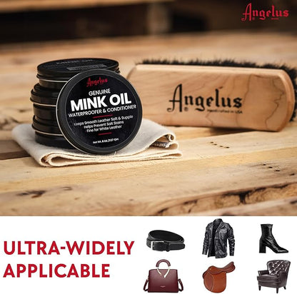Angelus Mink Oil for Leather Boots 7.6oz | All-Natural Leather Conditioner, Cleaner, Waterproof, Soften, & Restore - Made in USA