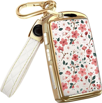 Lucrum Compatible with Mazda Key Fob Cover & Leather Keychain - TPU Case for 3, 6, CX-5 CX-9 CX-30 CX-50 CX-70 (2019-2025)