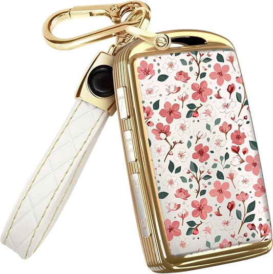 Lucrum Compatible with Mazda Key Fob Cover & Leather Keychain - TPU Case for 3, 6, CX-5 CX-9 CX-30 CX-50 CX-70 (2019-2025)