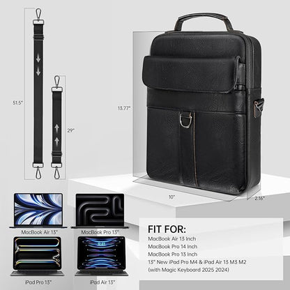 13 Inch Laptop Shoulder Bag Leather Carrying Case for Macbook Air 13" M5 M4 M3 M2 A3420 A3113 A2681/ MacBook Neo 13 A18 Pro