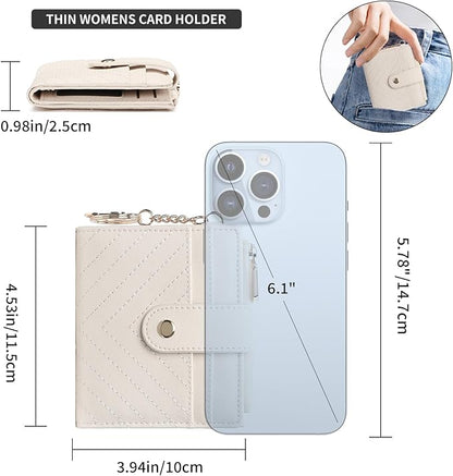GAEKEAO Slim Wallet for Women, RFID Blocking Credit Card Holder Bifold Wallet with Zipper Coin Pocket, ID Window