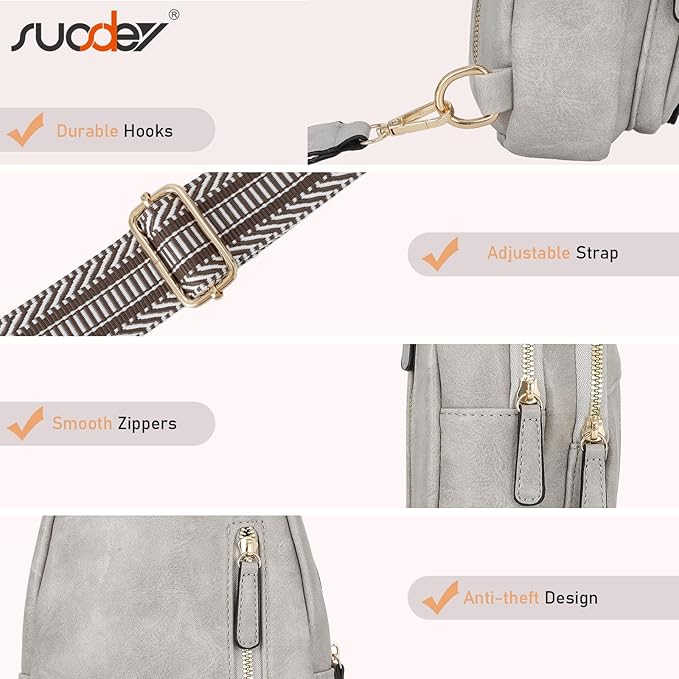SUOSDEY Sling Bags for Women - Crossbody Leather Sling Backpack Chest Shoulder Bags for Casual Traveling Hiking Cycling