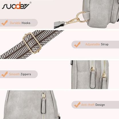 SUOSDEY Sling Bags for Women - Crossbody Leather Sling Backpack Chest Shoulder Bags for Casual Traveling Hiking Cycling