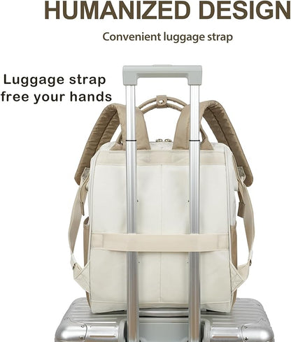 KROSER Laptop Backpack 17" Stylish Backpack Water Repellent College Casual Daypack Travel Business Work Bag for Men/Women-Beige/khaki