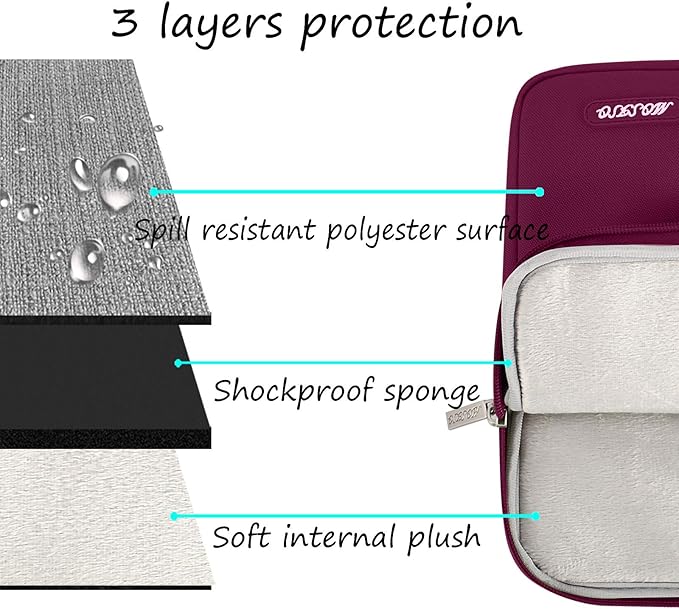 MOSISO Laptop Case 16 inch, 15-15.6 inch Laptop Sleeve Compatible with MacBook Pro 16 M5 M4 M3 M2 M1, HP Acer Dell Lenovo ASUS, Polyester Vertical Computer Sleeve Bag with Pocket, Wine Red