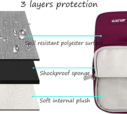 MOSISO Laptop Case 16 inch, 15-15.6 inch Laptop Sleeve Compatible with MacBook Pro 16 M5 M4 M3 M2 M1, HP Acer Dell Lenovo ASUS, Polyester Vertical Computer Sleeve Bag with Pocket, Wine Red