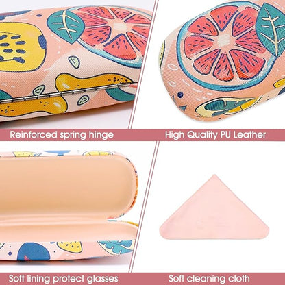 PERFECTSIGHT Hard Shell Eyeglasses Case, PU Leather Protective Glasses Case, Cute Eyeglass Case for Women Men Girls